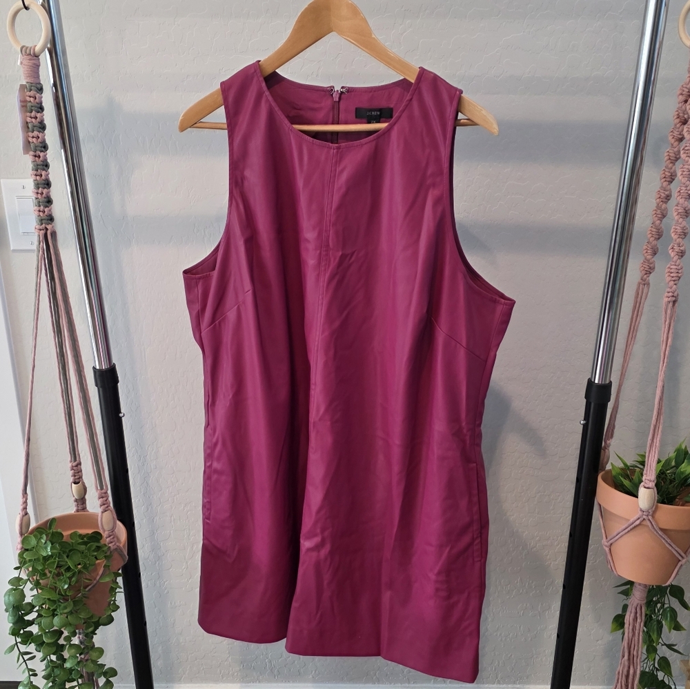 J.Crew Shift dress in faux leather. Plus Size 2x. Gorgeous Berry Color.